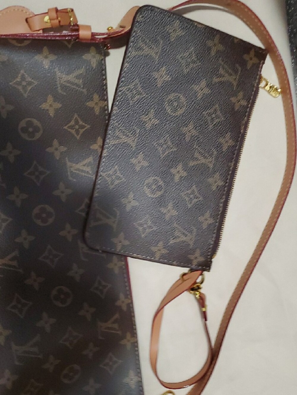 LvMonogram Shoulder Bag - Brown with Tan Trim - Picture 7 of 10
